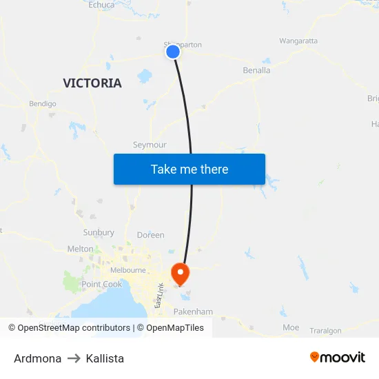 Ardmona to Kallista map