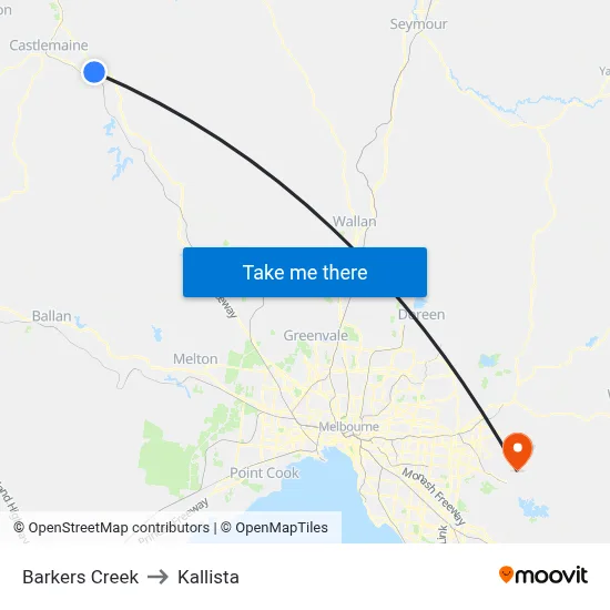 Barkers Creek to Kallista map
