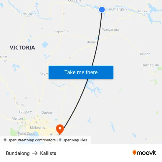 Bundalong to Kallista map