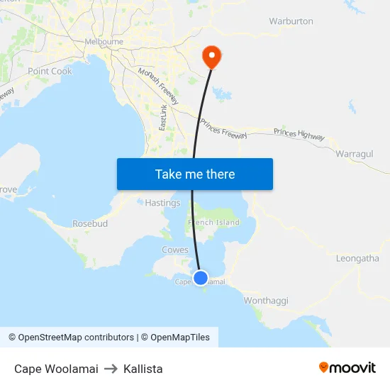 Cape Woolamai to Kallista map