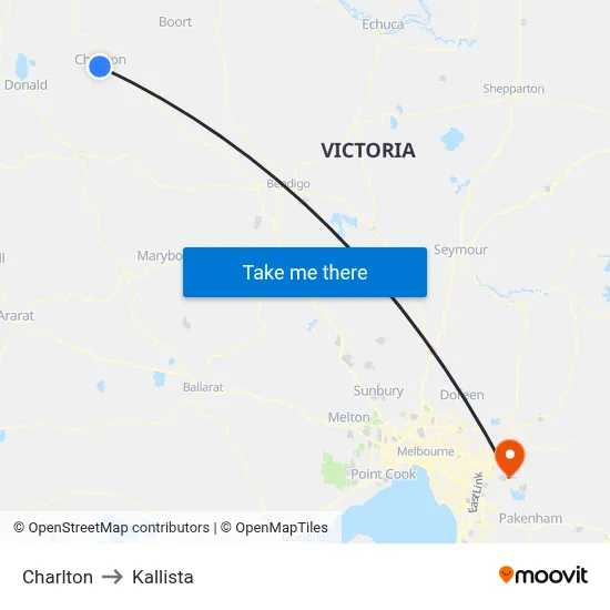 Charlton to Kallista map