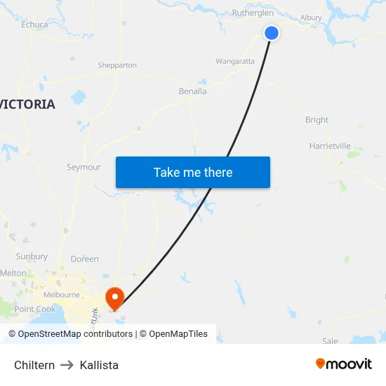 Chiltern to Kallista map