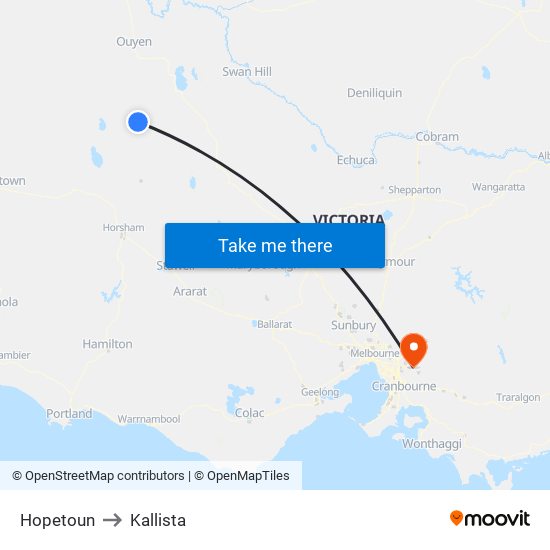 Hopetoun to Kallista map