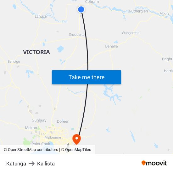 Katunga to Kallista map