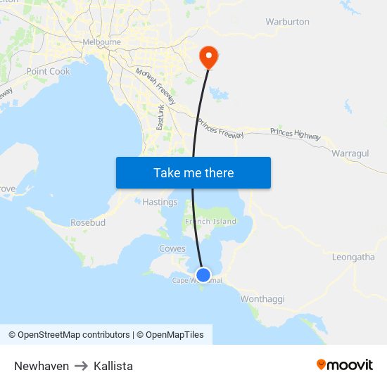 Newhaven to Kallista map
