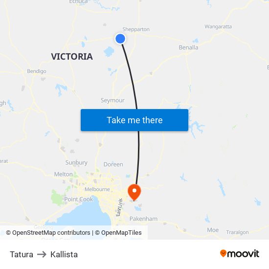 Tatura to Kallista map