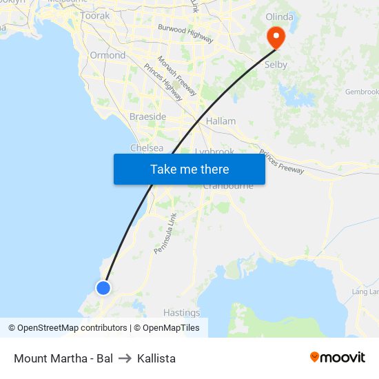 Mount Martha - Bal to Kallista map