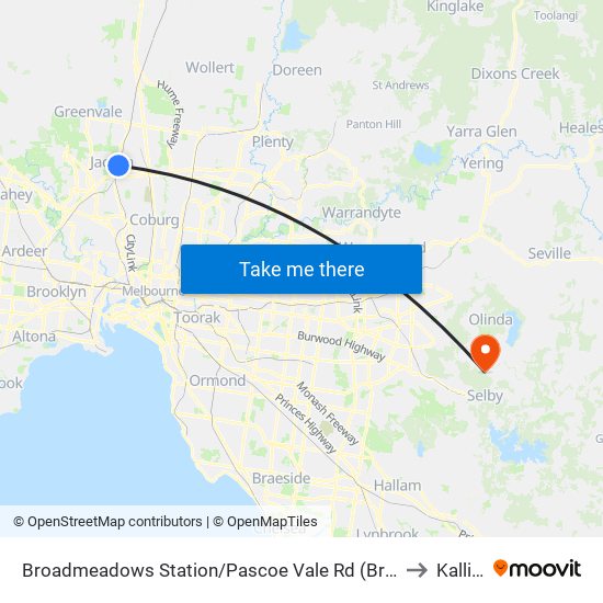 Broadmeadows Station/Pascoe Vale Rd (Broadmeadows) to Kallista map