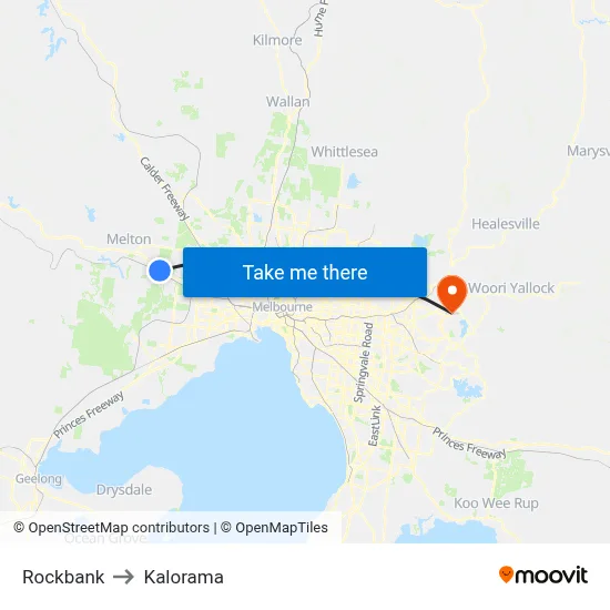 Rockbank to Kalorama map