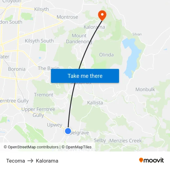 Tecoma to Kalorama map