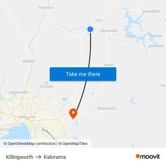 Killingworth to Kalorama map