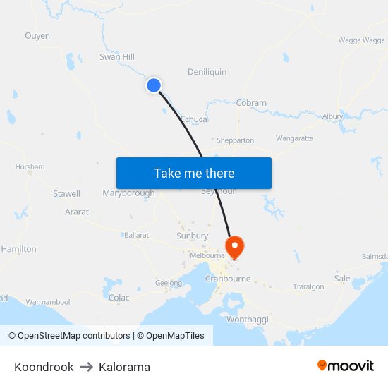 Koondrook to Kalorama map