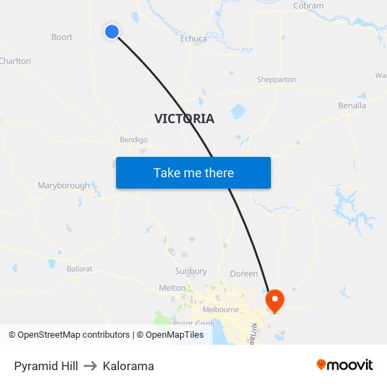 Pyramid Hill to Kalorama map