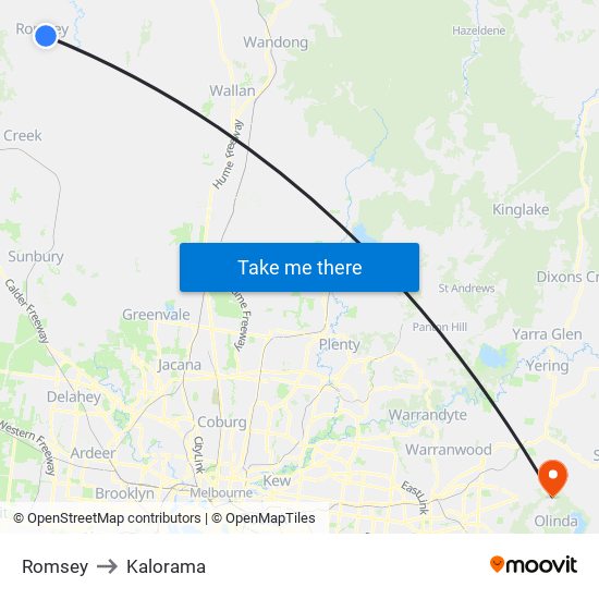 Romsey to Kalorama map