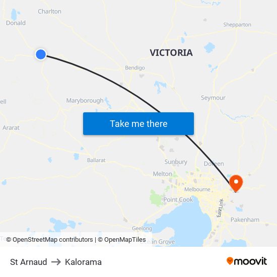 St Arnaud to Kalorama map