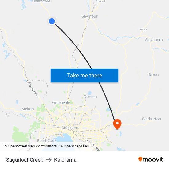 Sugarloaf Creek to Kalorama map