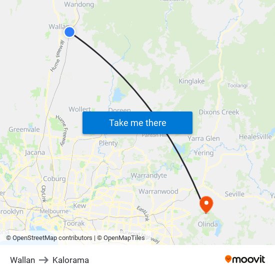 Wallan to Kalorama map