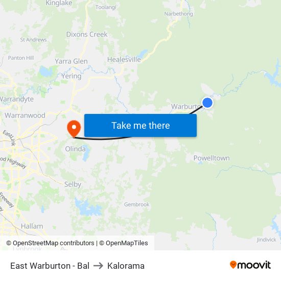 East Warburton - Bal to Kalorama map