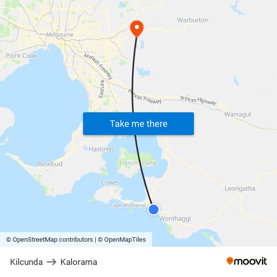Kilcunda to Kalorama map