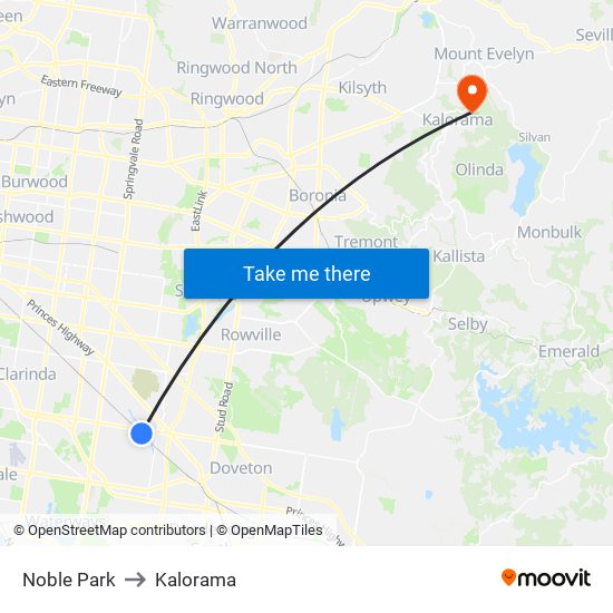 Noble Park to Kalorama map