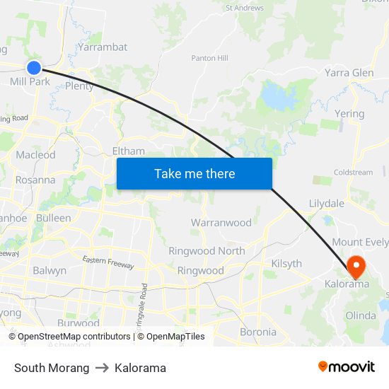 South Morang to Kalorama map