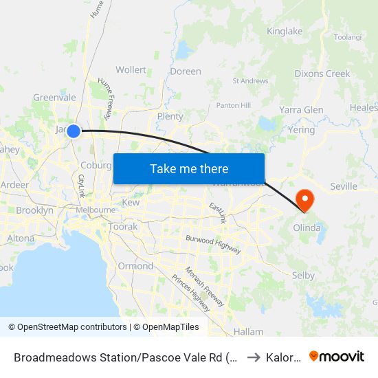 Broadmeadows Station/Pascoe Vale Rd (Broadmeadows) to Kalorama map