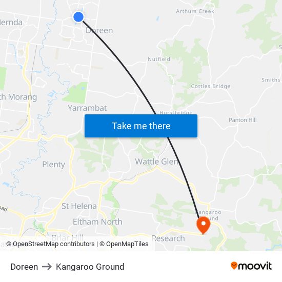 Doreen to Kangaroo Ground map