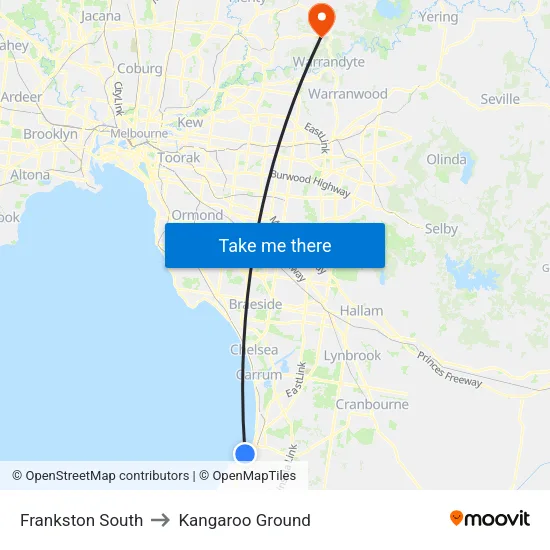 Frankston South to Kangaroo Ground map