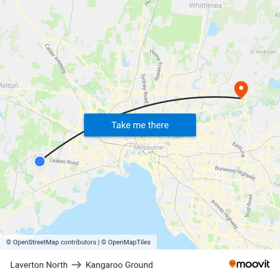 Laverton North to Kangaroo Ground map