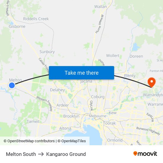 Melton South to Kangaroo Ground map