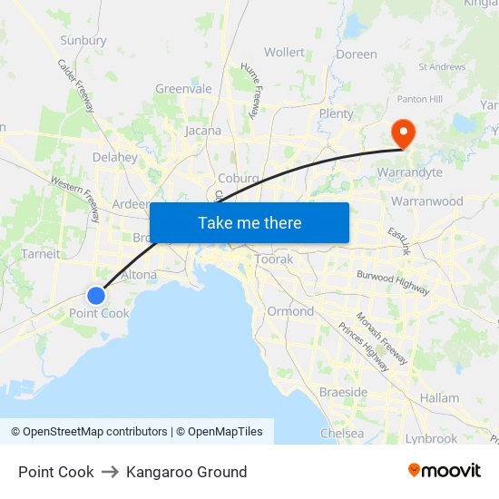 Point Cook to Kangaroo Ground map