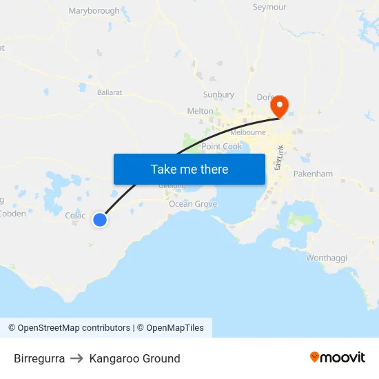 Birregurra to Kangaroo Ground map