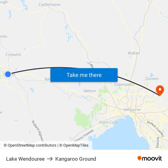Lake Wendouree to Kangaroo Ground map