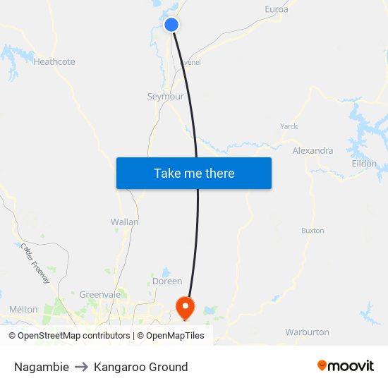 Nagambie to Kangaroo Ground map