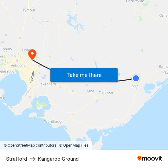 Stratford to Kangaroo Ground map