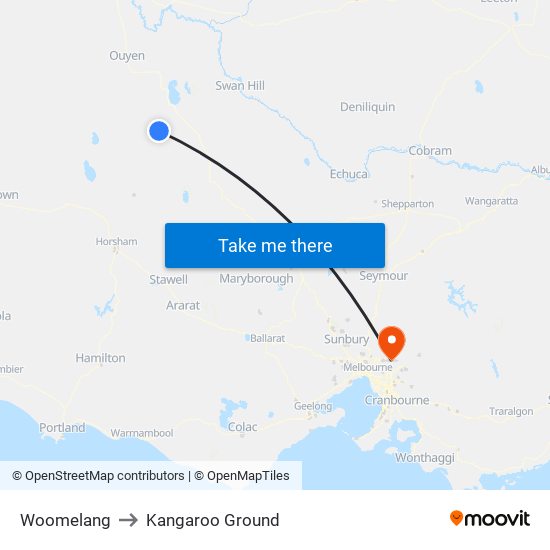 Woomelang to Kangaroo Ground map