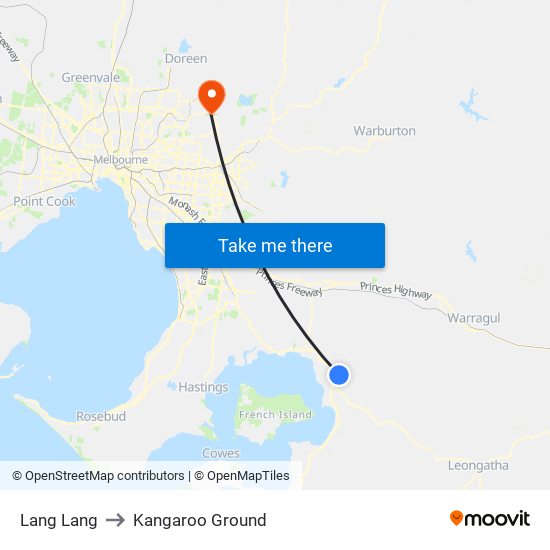 Lang Lang to Kangaroo Ground map