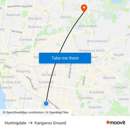 Huntingdale to Kangaroo Ground map