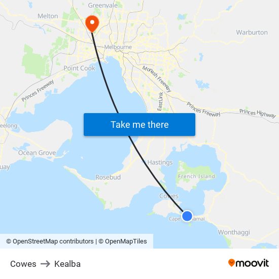 Cowes to Kealba map