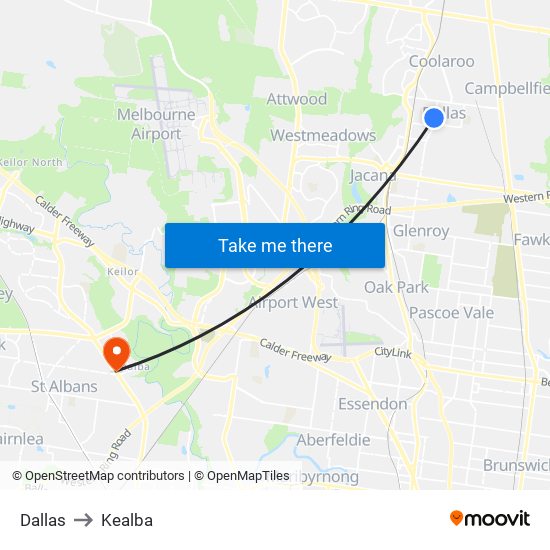 Dallas to Kealba map