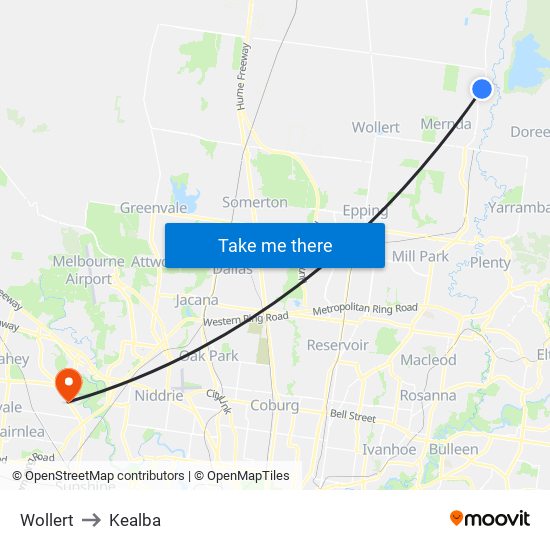 Wollert to Kealba map