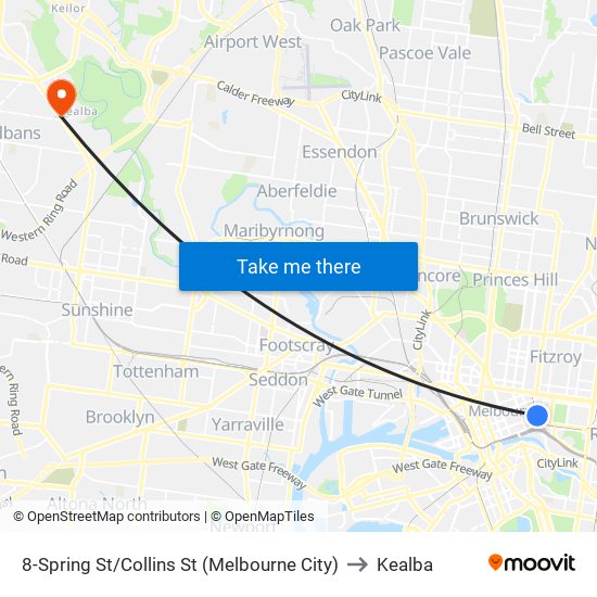 8-Spring St/Collins St (Melbourne City) to Kealba map