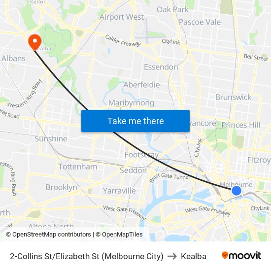 2-Collins St/Elizabeth St (Melbourne City) to Kealba map