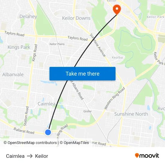 Cairnlea to Keilor map