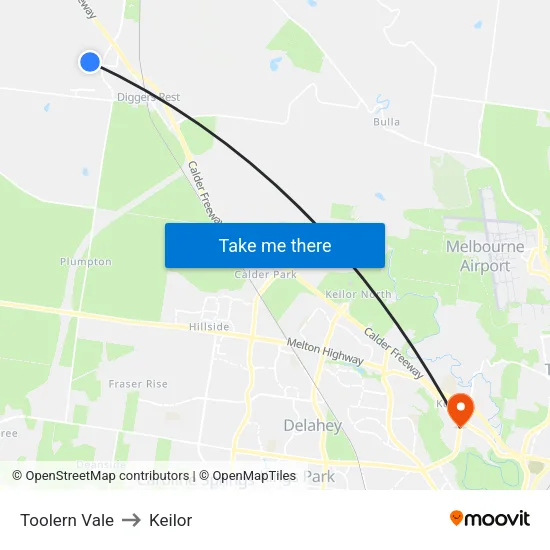 Toolern Vale to Keilor map