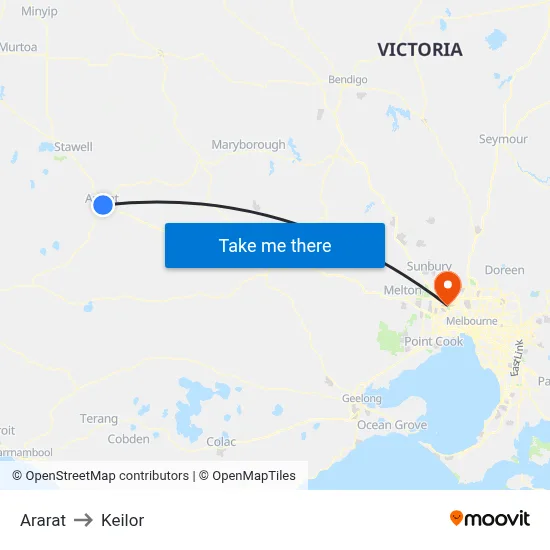 Ararat to Keilor map