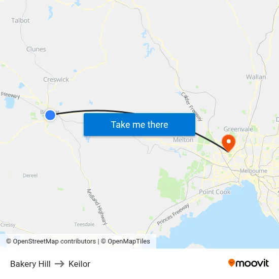 Bakery Hill to Keilor map
