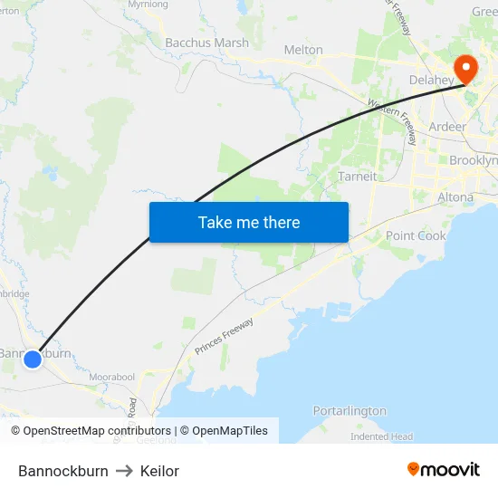 Bannockburn to Keilor map