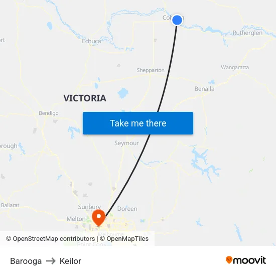 Barooga to Keilor map