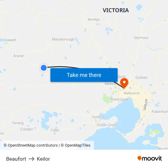 Beaufort to Keilor map